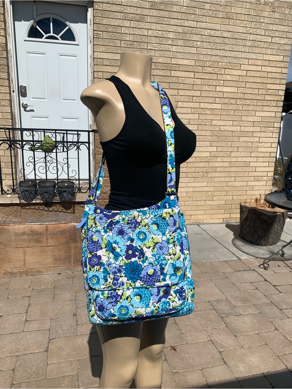 Vera Bradley Blueberry Blooms Mailbag Crossbody Bag